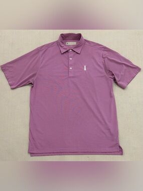 Donald Ross Golf Polo Performance Striped Purple And White Preppy Size Medium